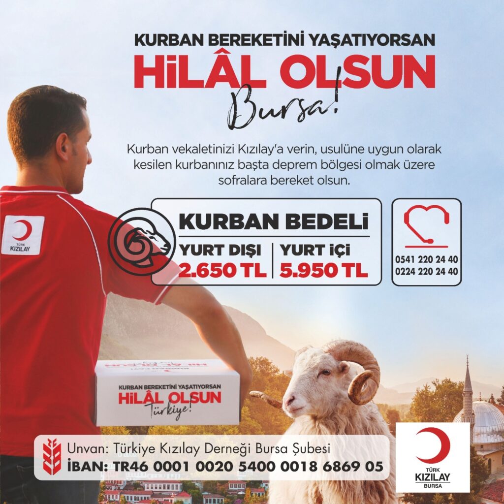 TÜRK KIZILAY BURSA İL MERKEZİ KURBAN BEDELLERİNİ AÇIKLADI