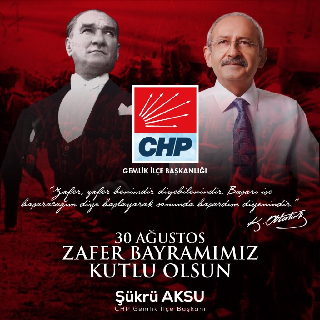 CHP Gemlik’ten 30 Ağustos Mesajı