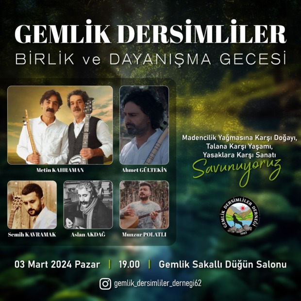 Dersimliler Dayanışma Gecesinde Buluşuyor