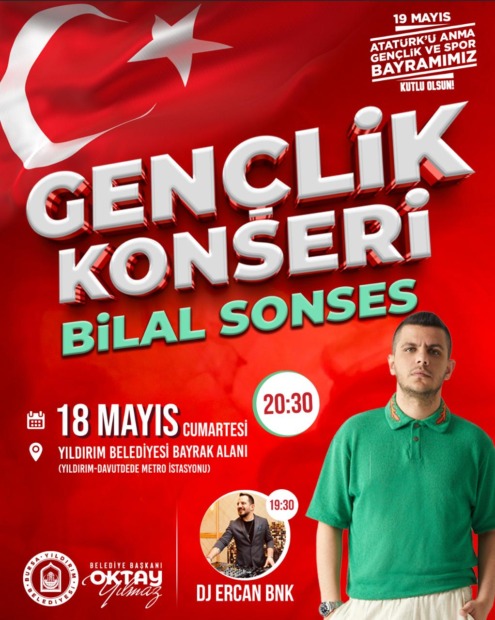 YILDIRIM’DA 19 MAYIS’A ÖZEL GENÇLİK KONSERİ