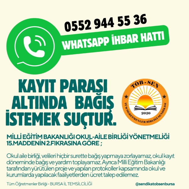 TÖB SEN WHATSAPP İHBAR HATTI KURULDU
