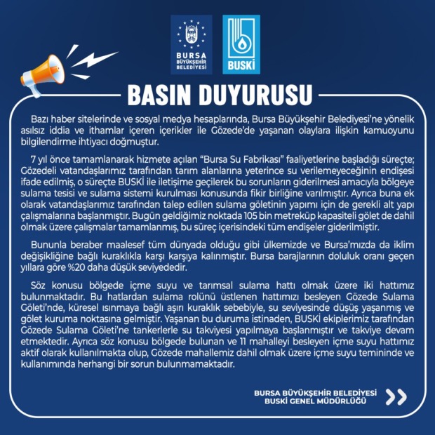 Büyükşehir Belediyesinden Kamuoyuna Açıklama