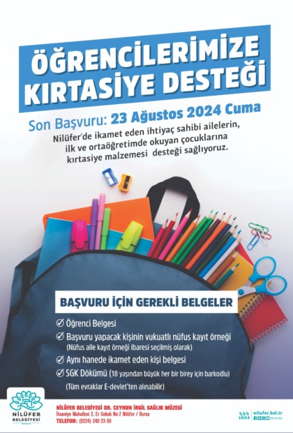 Nilüfer Belediyesi’nden öğrencilere kırtasiye desteği