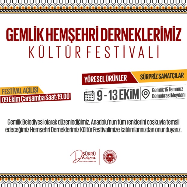 Gemlik’te Hemşeri Dernekleri Kültür Festivali Bugün Başlıyor