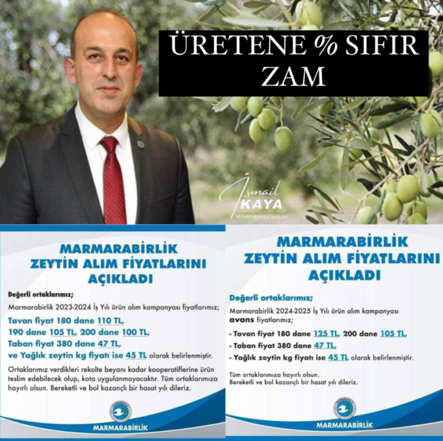İYİ Parti Bursa İl Başkanı İsmail Kaya’dan Marmarabirlik Başkanına Tepki