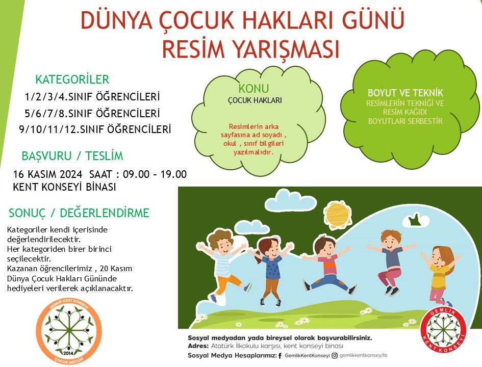 DÜNYA ÇOCUK HAKLARI” RESİM YARIŞMASI KAYITLARI BAŞLIYOR