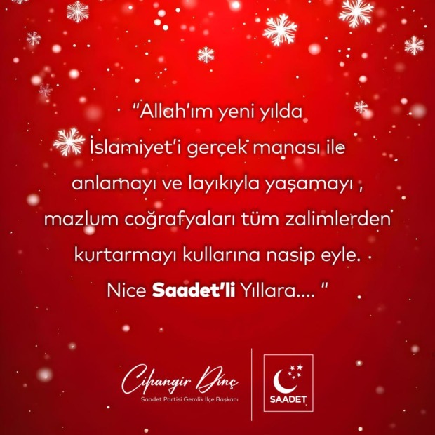 Saadet Partisi Gemlik’ten Yeni Yıl Mesajı