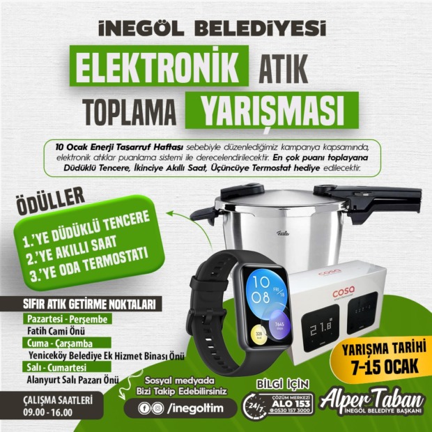 İNEGÖL BELEDİYESİ ELEKTRONİK ATIK TOPLAMA YARIŞMASI BAŞLADI