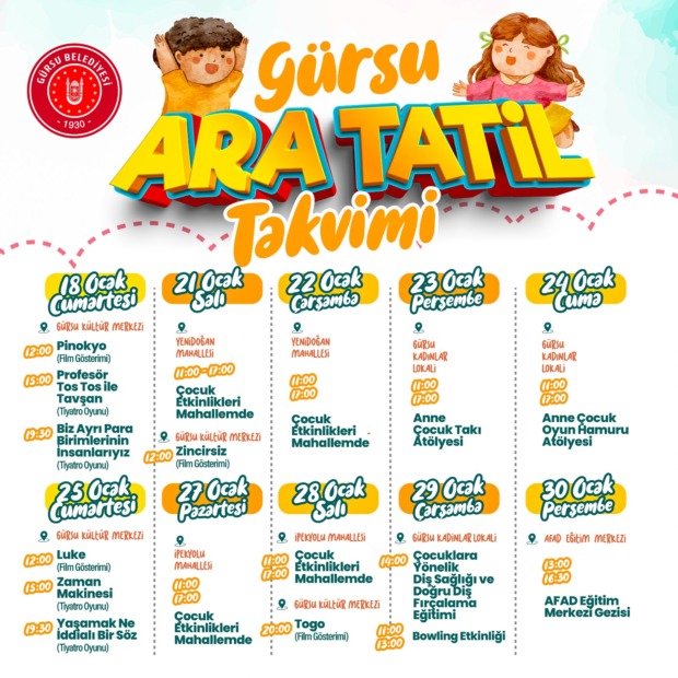 GÜRSU’DA ARA TATİL KEYFİ BAŞLIYOR