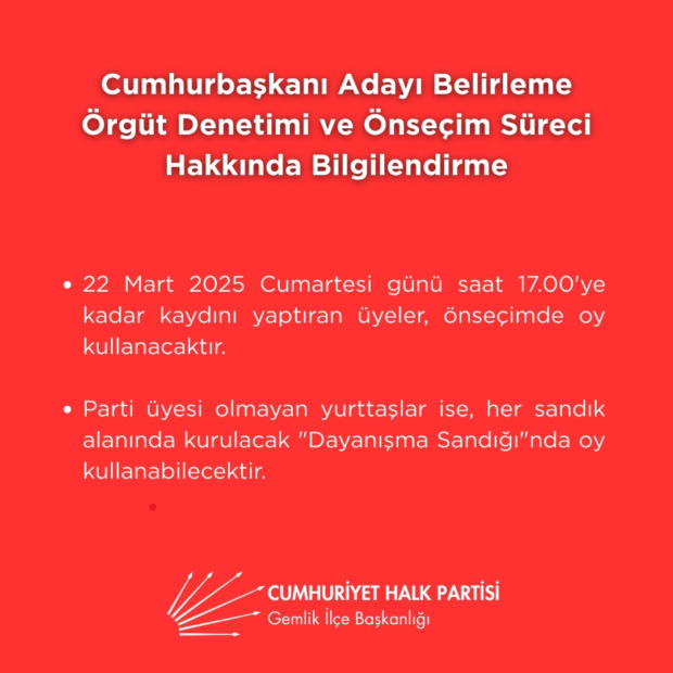 CHP Gemlik’ten Dayanışmaya Davet