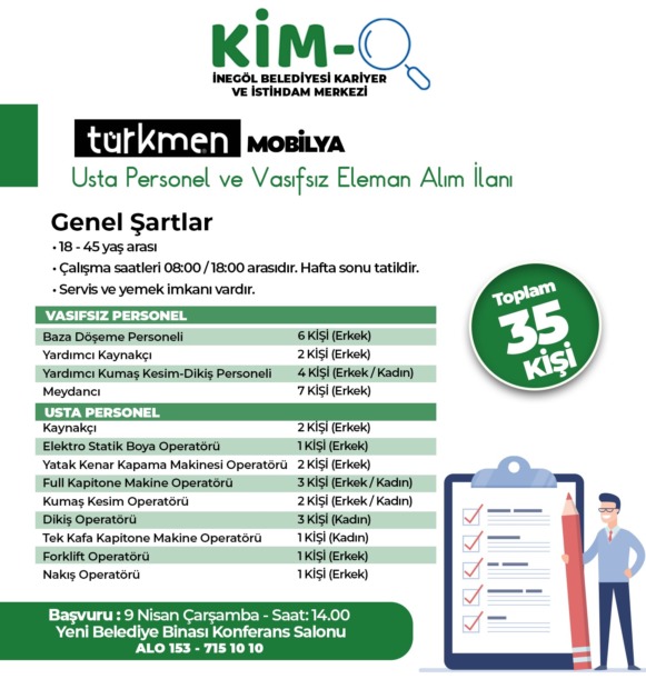 TÜRKMEN MOBİLYA 35 PERSONEL ALACAK
