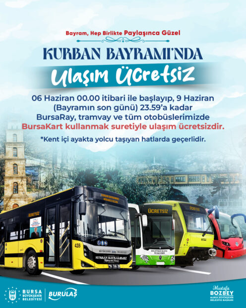 Bursa’da Kurban Bayramı boyunca ulaşım ücretsiz