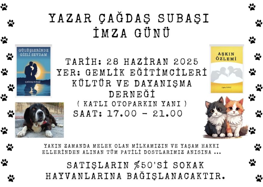 Gemlikli Yazar Çağdaş Subaşı, yeni bir imza gününe ve sosyal projeye hazırlanıyor. 