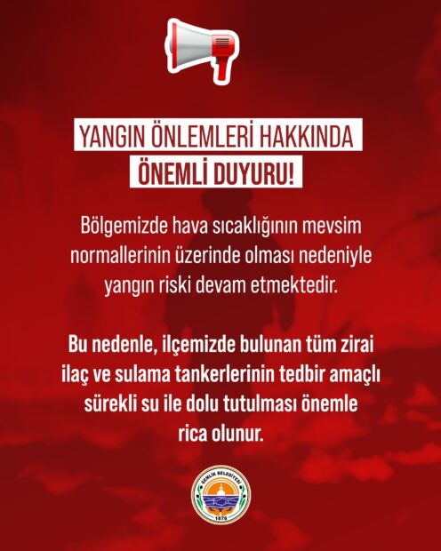 Gemlik Belediyesi’nden Yangın Riskine Karşı Uyarı 