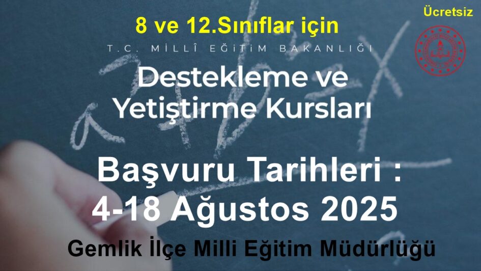 DESTEKLEME VE YETİŞTİRME KURSLARI (DYK) BAŞLIYOR