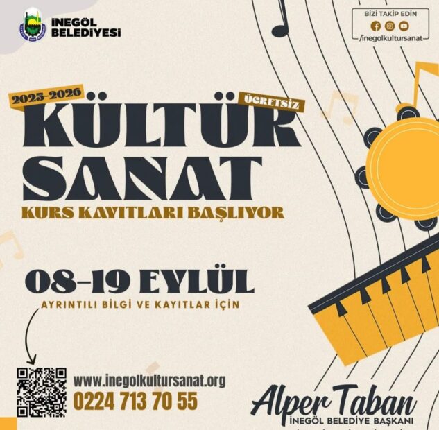 İNEGÖL BELEDİYESİ’NİN KÜLTÜR SANAT KURSLARINDA KAYITLAR BAŞLADI