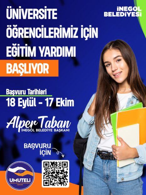 İNEGÖL BELEDİYESİ’NİN ÜNİVERSİTE ÖĞRENCİLERİNE EĞİTİM YARDIMI BAŞVURULARI BAŞLADI
