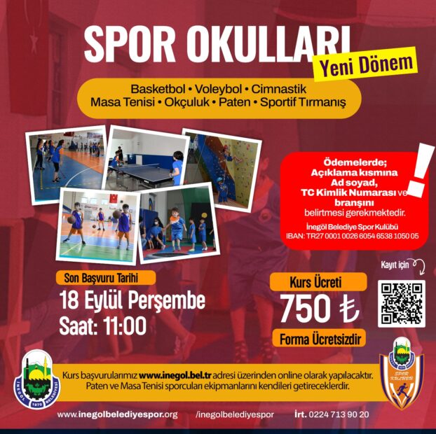 İNEGÖL BELEDİYESİ KIŞ SPOR OKULLARINDA KAYITLAR DEVAM EDİYOR
