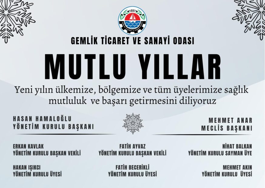 GEMLİK TİCARET VE SANAYİ ODASI YENİ YIL MESAJI