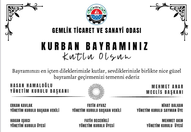 Gemlik Ticaret ve Sanayi Odasından Kurban Bayramı Mesajı