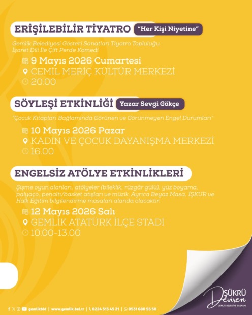 Gemlik’te 9-12 Mayıs Engelliler Haftası Etkinlikleri